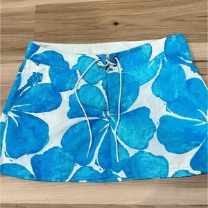 Nautica Tropical Floral White Blue Skirt Beach Vacation Women’s Medium